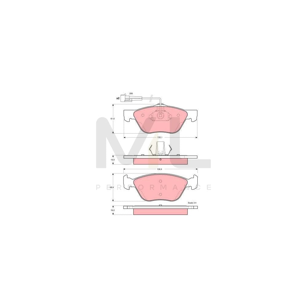 TRW Gdb1338 Brake Pad Set Incl. Wear Warning Contact