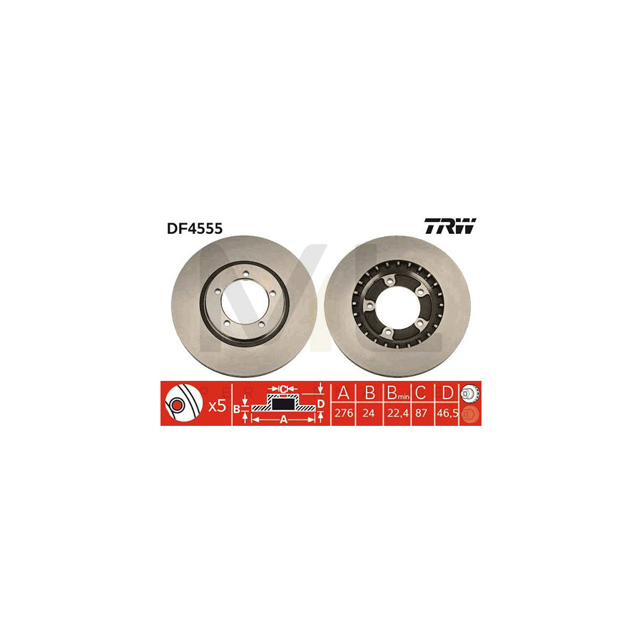 TRW DF4555 Brake Disc for MITSUBISHI L 400 Vented, Painted  - 1 piece