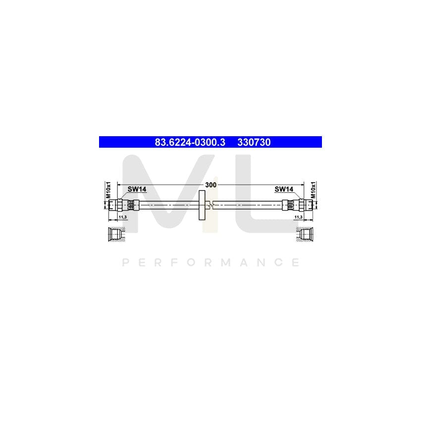 ATE 83.6224-0300.3 Brake Hose 300mm