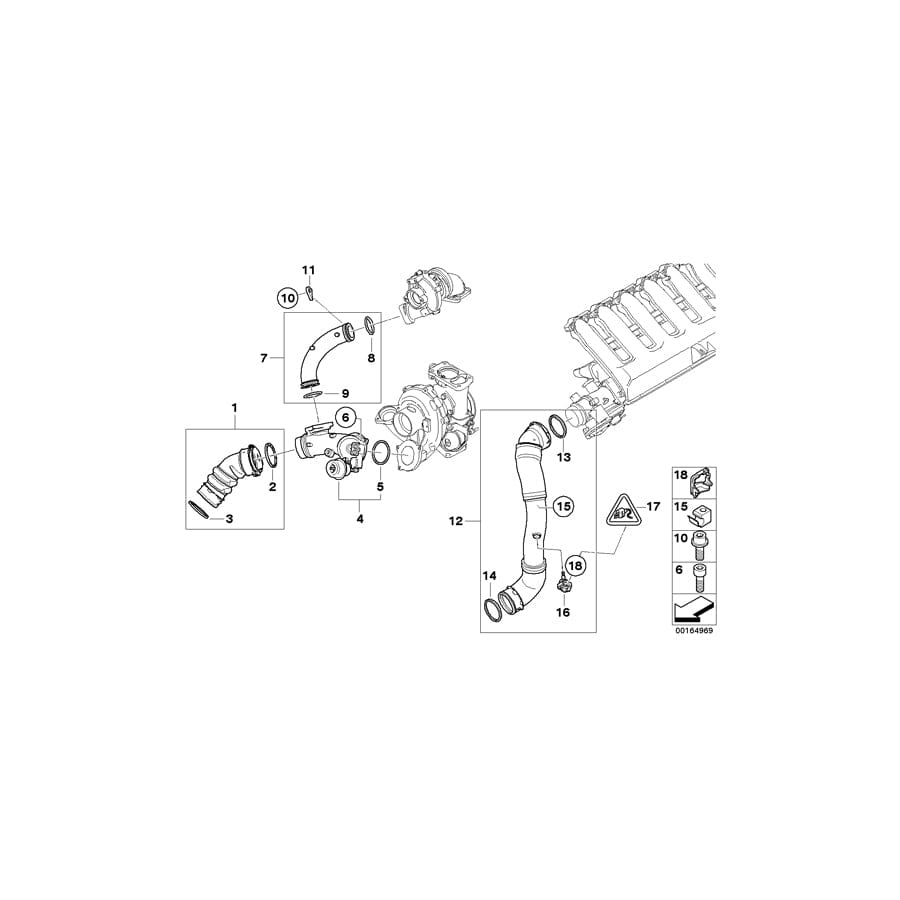 Genuine BMW 11617796293 E64 E61 E60 Charge Air Line (Inc. 535d & 635d)