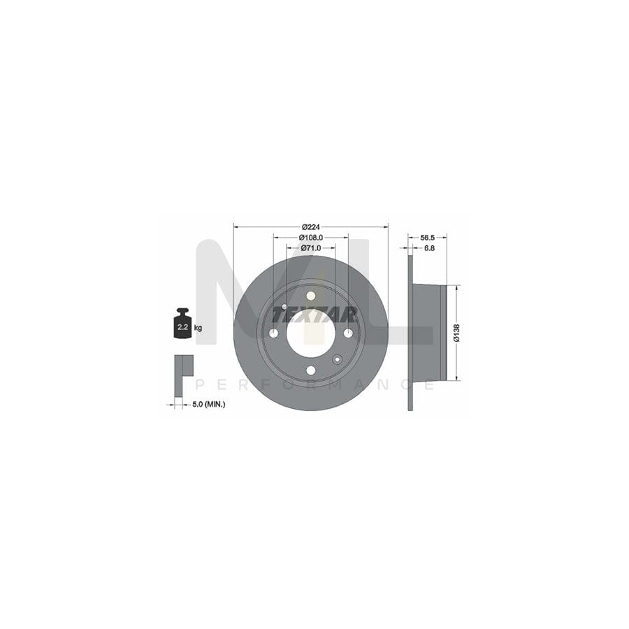 TEXTAR 92026900 Brake Disc for CITRO??? BX Solid, without wheel hub, without wheel studs  - 1 piece