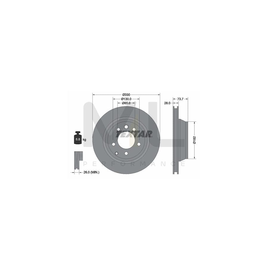 TEXTAR PRO 92122003 Brake Disc Internally Vented, Coated, without wheel hub, without wheel studs  - 1 piece