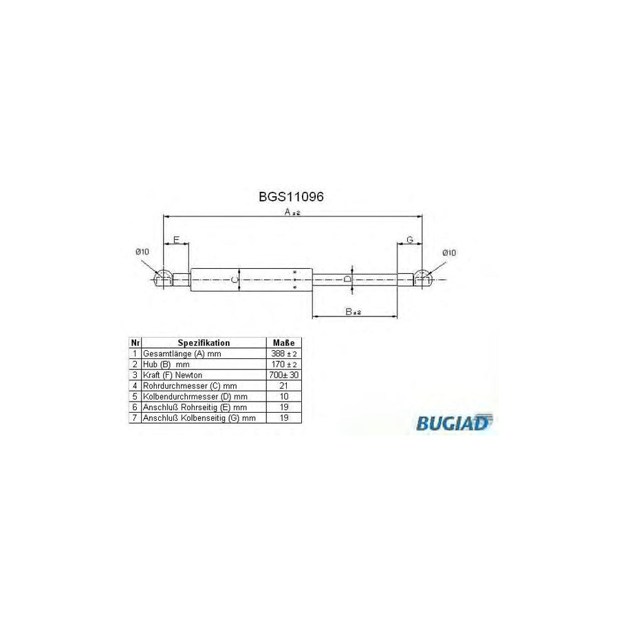 BUGIAD Bgs11096 Tailgate Strut