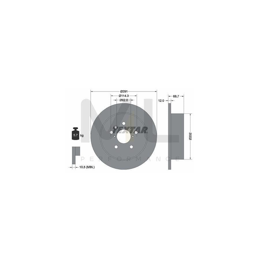 TEXTAR PRO 92144203 Brake Disc Solid, Coated, without wheel hub, without wheel studs  - 1 piece