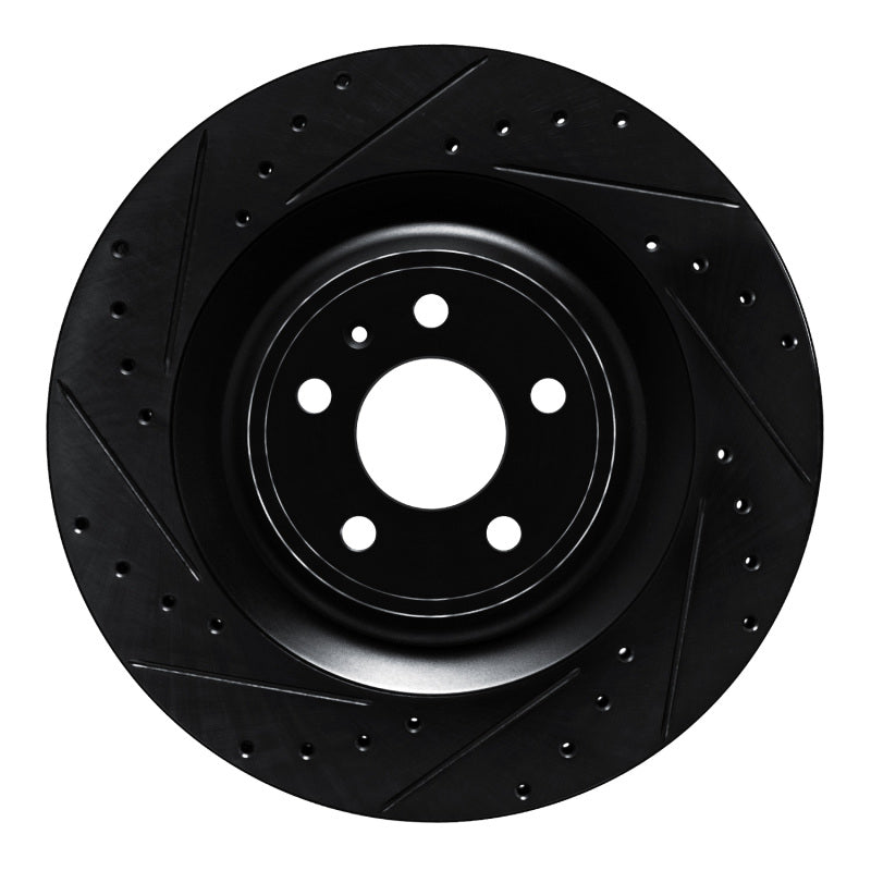 R1 Concepts R1 15-18 Porsche Macan Rear Left Drilled & Slotted Black Brake Rotor