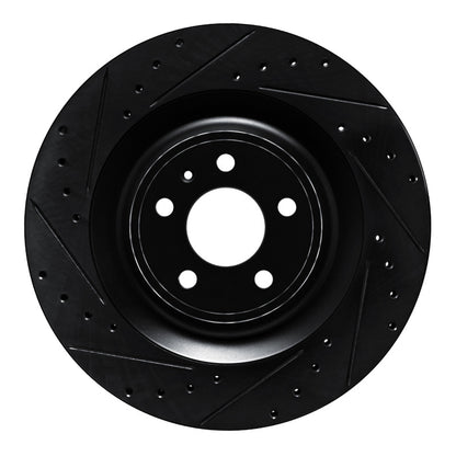 R1 Concepts R1 15-18 Porsche Macan Rear Left Drilled & Slotted Black Brake Rotor