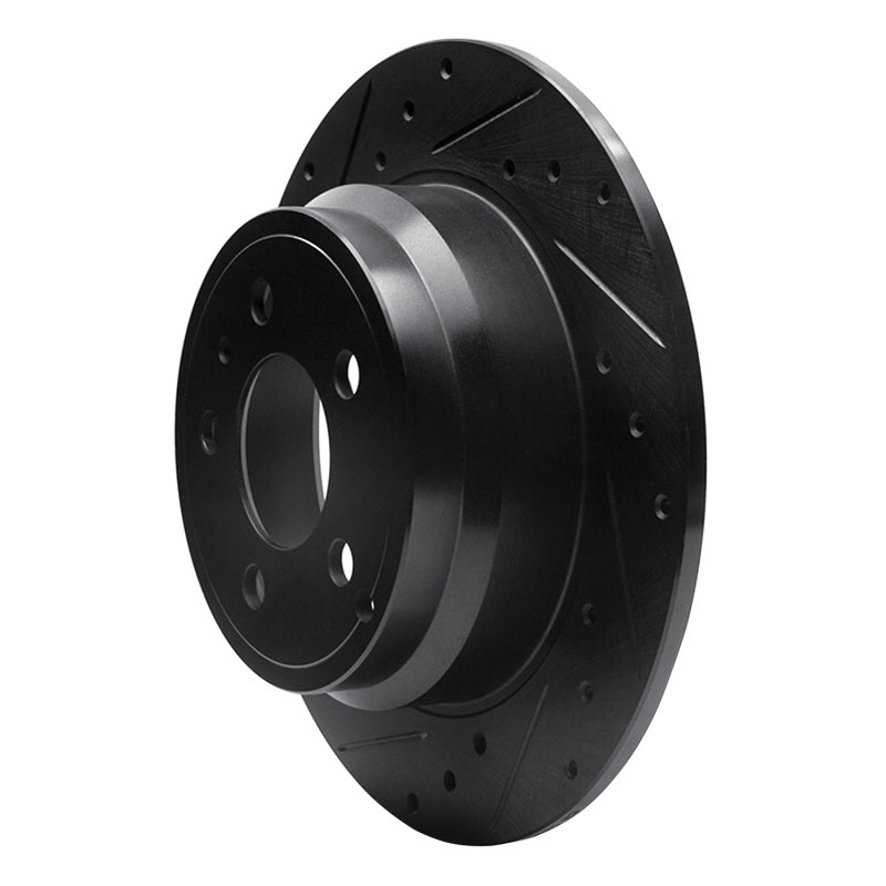 R1 Concepts R1 96-04 Volvo S70 Rear Left Drilled & Slotted Black Brake Rotor
