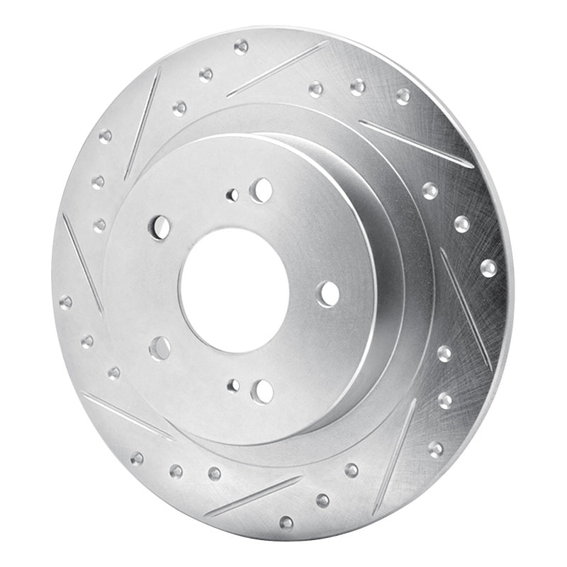 R1 Concepts R1 84-88 Nissan 300ZX Turbo Rear Left Drilled & Slotted Silver Brake Rotor