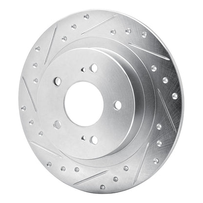 R1 Concepts R1 84-88 Nissan 300ZX Turbo Rear Left Drilled & Slotted Silver Brake Rotor