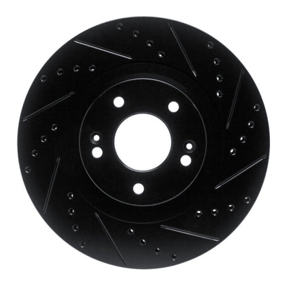 R1 Concepts R1 13-20 Hyundai Santa Fe XL Front Right Drilled & Slotted Black Brake Rotor