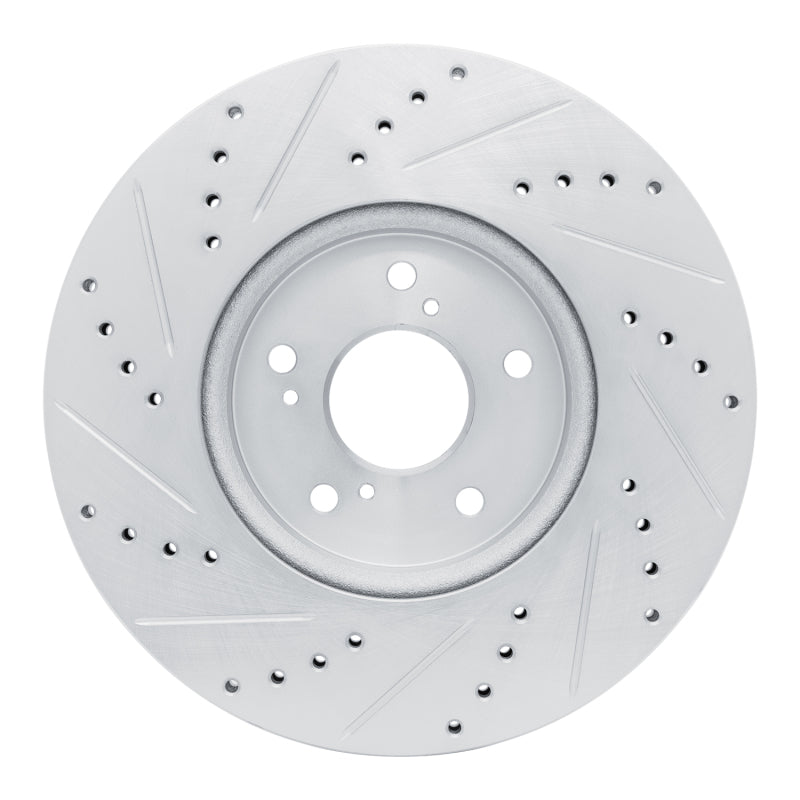 R1 Concepts R1 2013-2025 Acura ILX Front Right Drilled & Slotted Silver Brake Rotor