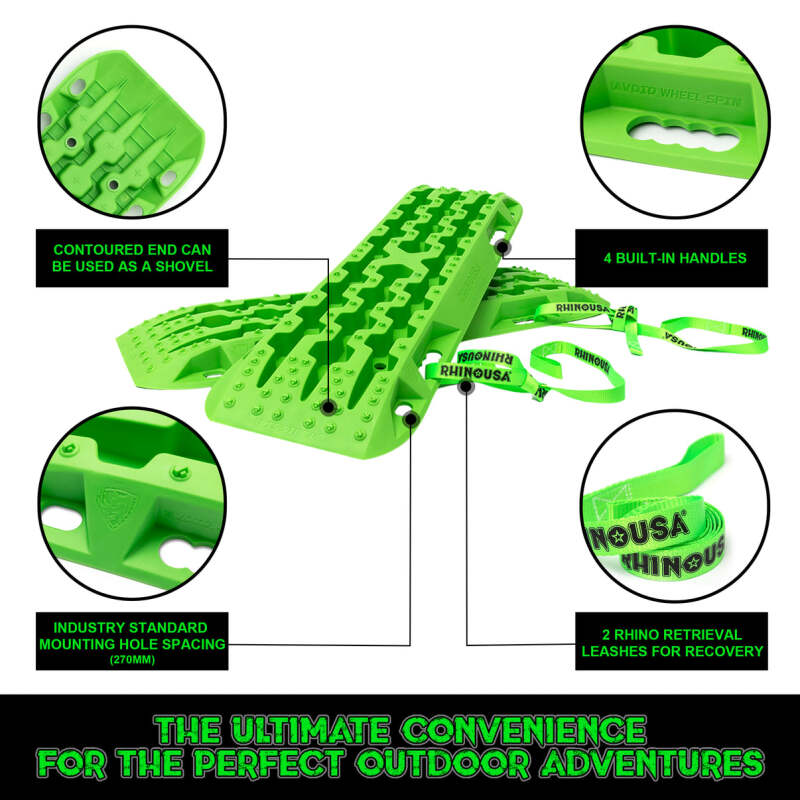 Rhino USA Recovery Traction Boards - Green (Pair)
