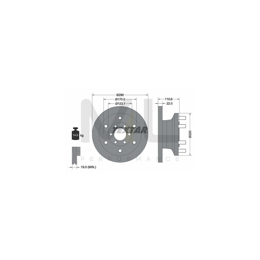 TEXTAR 93175400 Brake Disc for IVECO Daily Solid, with wheel studs, without wheel hub  - 1 piece