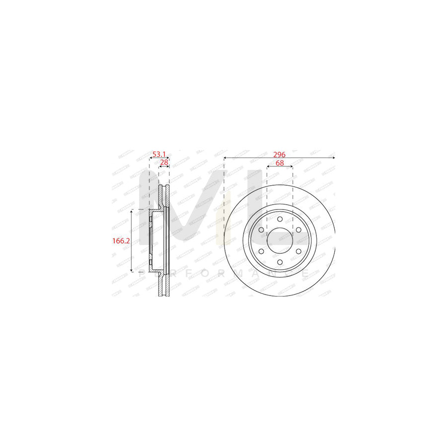 Ferodo DDF2742C Brake Disc for Nissan Np300 Navara Pickup (D23) Vented  - Pair