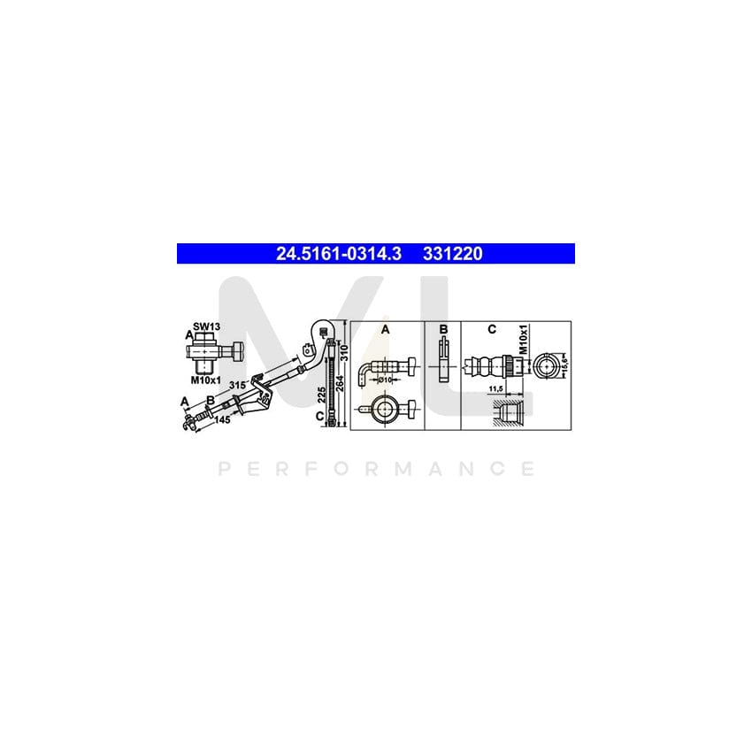 ATE 24.5161-0314.3 Brake Hose 310mm