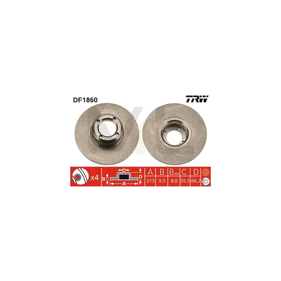 TRW DF1860 Brake Disc Solid  - 1 piece