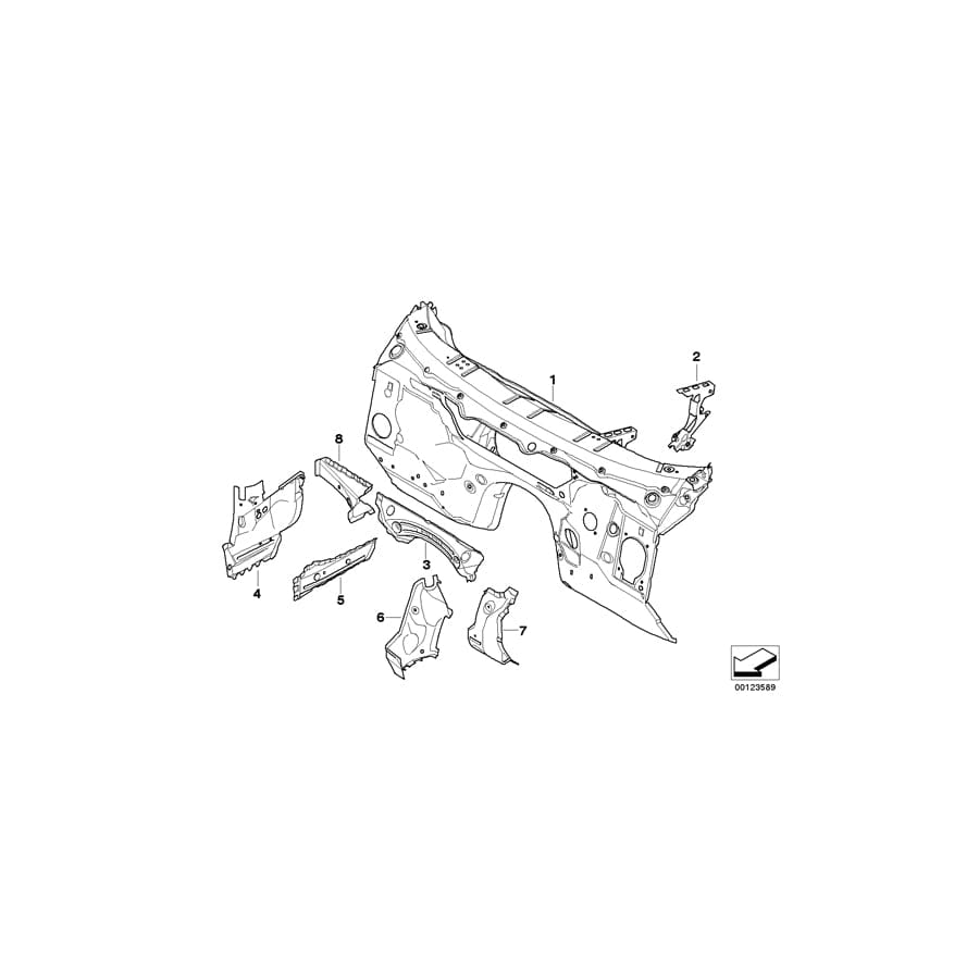 Genuine BMW 41113403488 E83 Reinforcement, Bulkhead Right (Inc. X3)