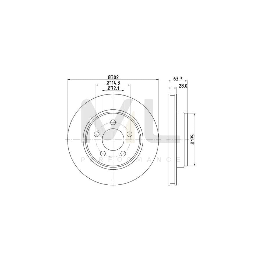 HELLA PRO 8DD 355 119-241 Brake Disc Internally Vented, Coated, without wheel hub, without wheel studs | ML Performance Car Parts