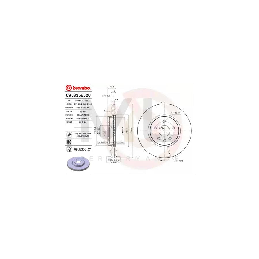 brembo-09-b356-20-brake-disc-internally-vented-high-carbon-with-bolts-screws