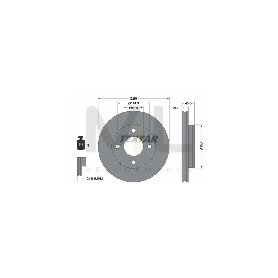 TEXTAR 92134800 Brake Disc Externally Vented, without wheel hub, without wheel studs  - 1 piece