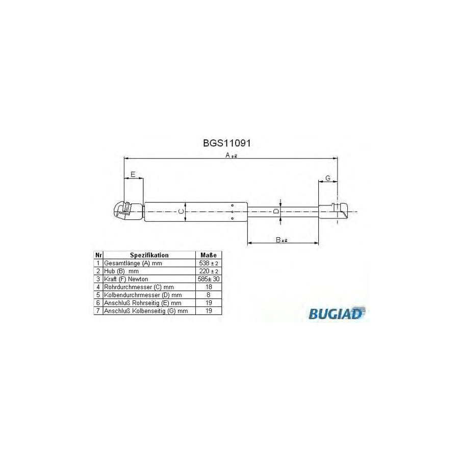 BUGIAD Bgs11091 Tailgate Strut for Ford Mondeo Mk4 Estate (Ba7)