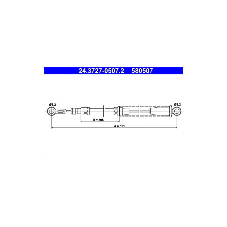 ATE 24.3727-0507.2 Hand Brake Cable for Fiat Uno