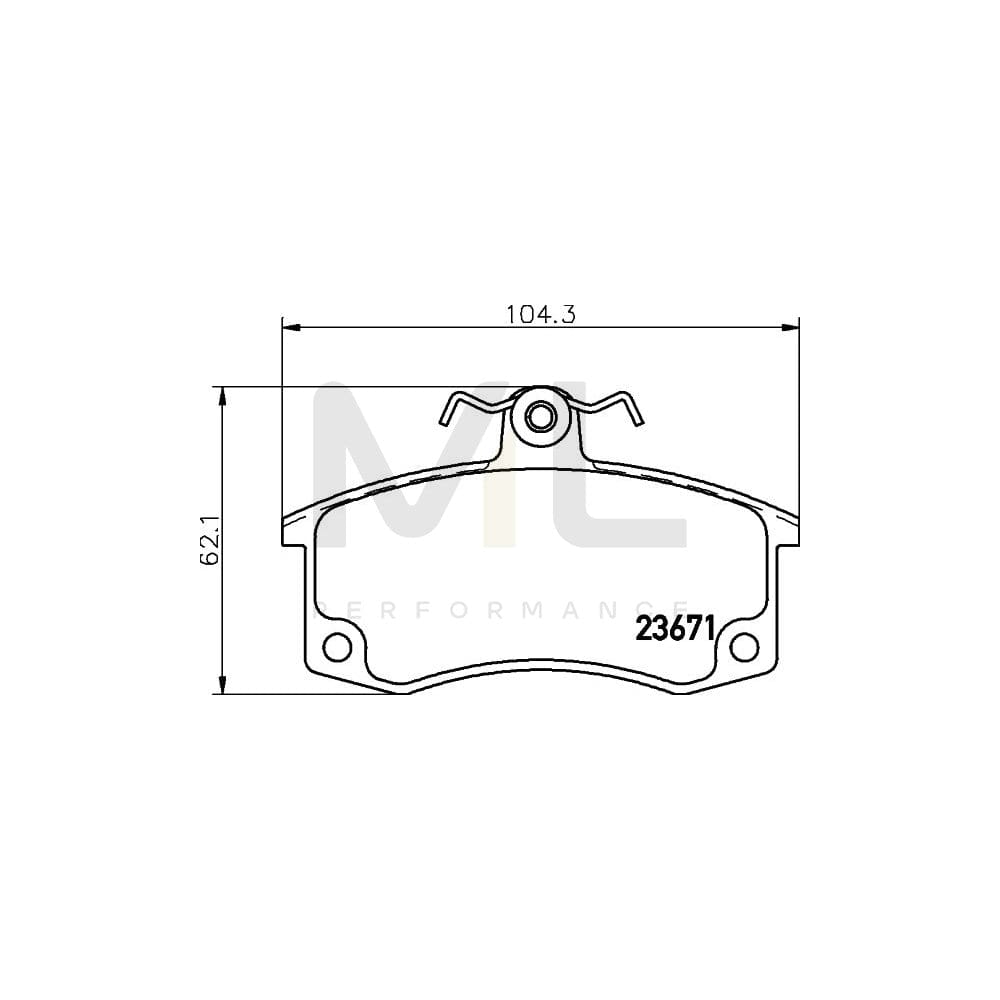 Hella 8DB 355 010-341 Brake Pad Set With Acoustic Wear Warning, With Brake Caliper Screws | ML Performance Car Parts