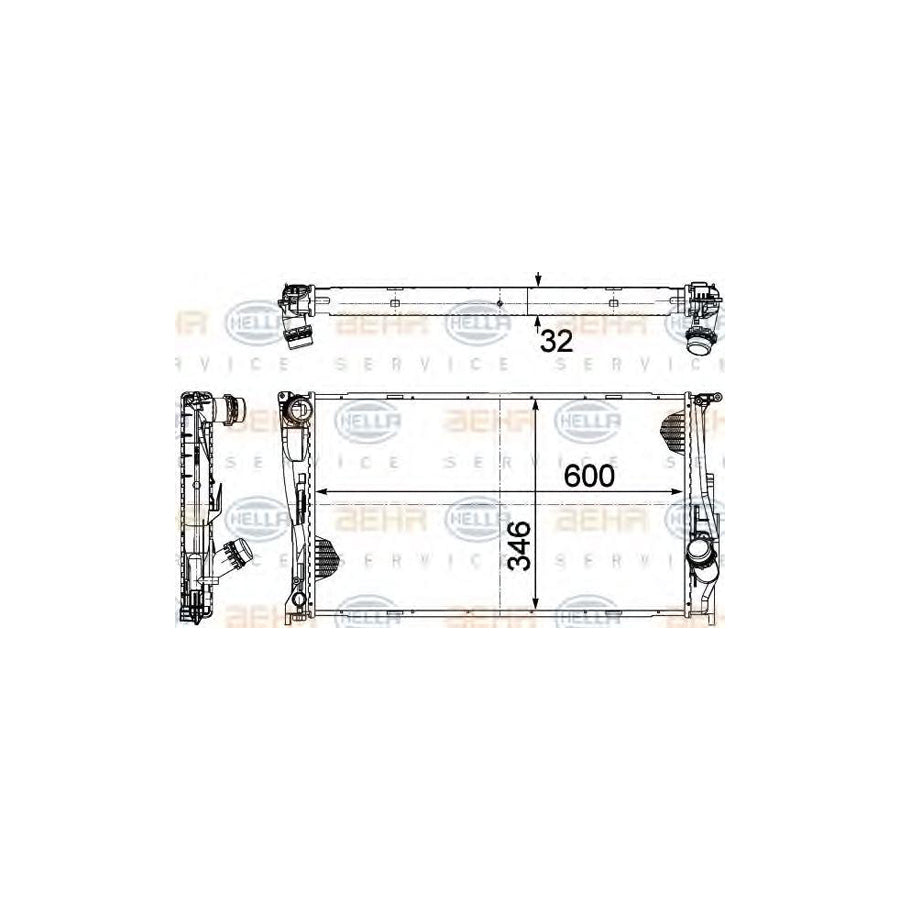 Hella 8MK 376 754-034 Engine Radiator For BMW 3 Series