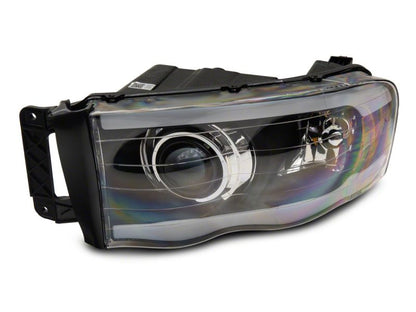 Raxiom 02-05 Dodge RAM 1500/2500/3500 Axial LED Projector Headlights- Black Housing (Clear Lens)