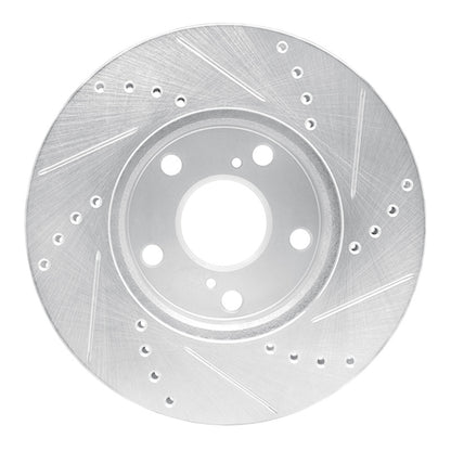 R1 Concepts R1 05-15 Toyota Tacoma Front Left Drilled & Slotted Silver Brake Rotor