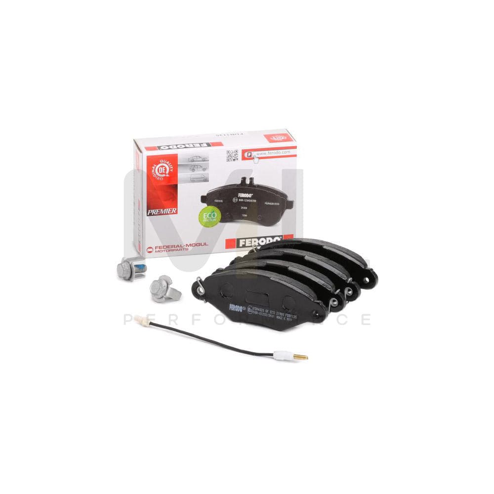 Ferodo Premier Eco Friction FDB1135 Brake Pad Set Incl. Wear Warning Contact, With Brake Caliper Screws, With Accessories
