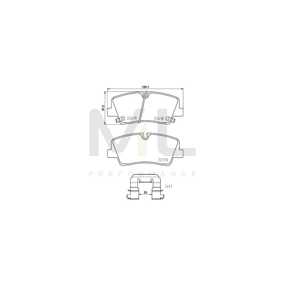 Hella 8DB 355 025-551 Brake Pad Set For Hyundai H350 With Acoustic Wear Warning, With Accessories | ML Performance Car Parts