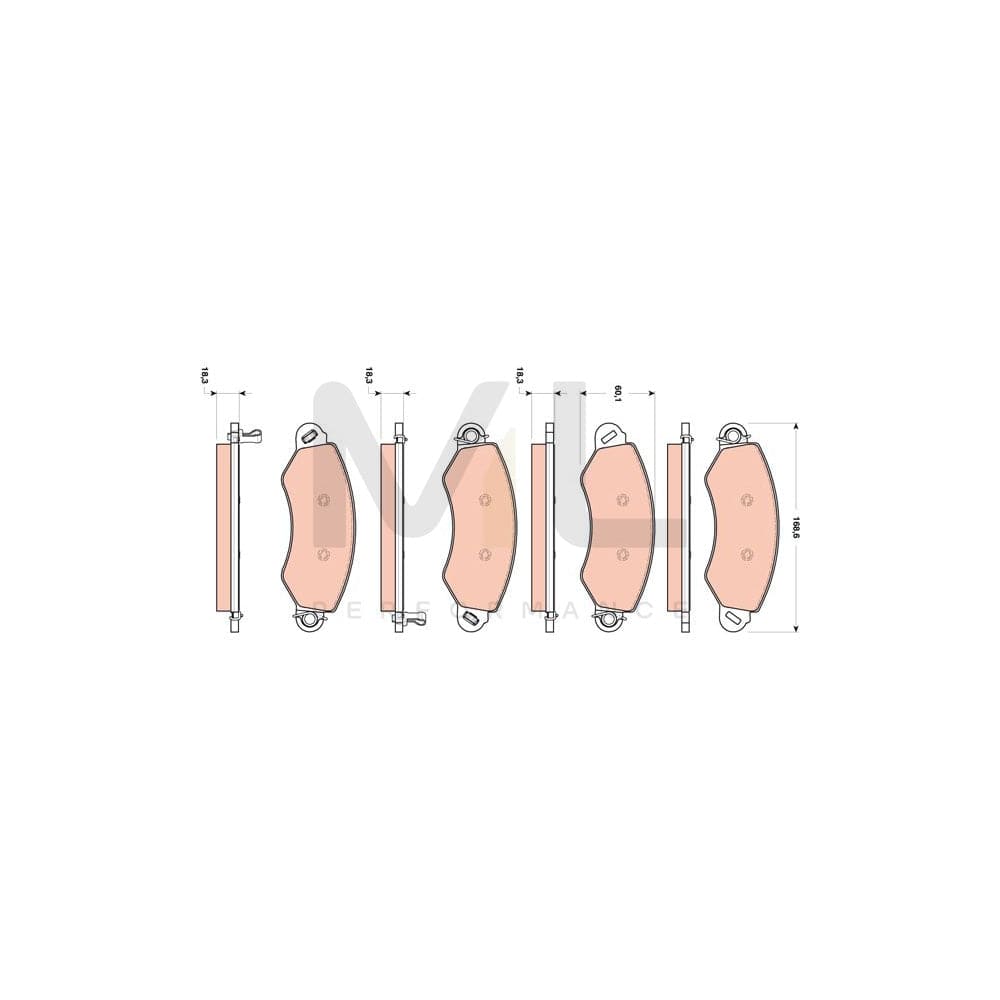 TRW Gdb1744 Brake Pad Set For Ldv Maxus With Acoustic Wear Warning, With Brake Caliper Screws, With Accessories