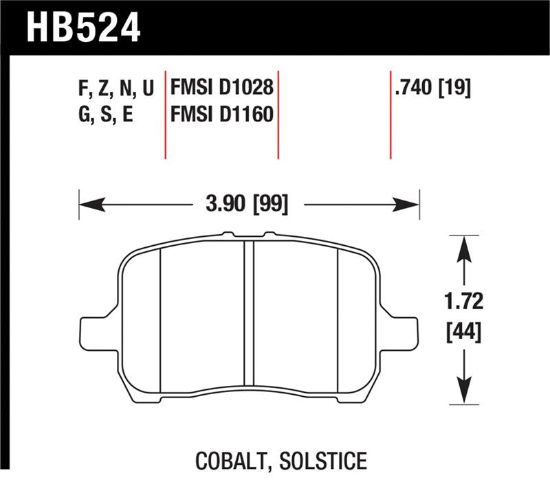 Hawk Performance Hawk 05-07 Cobalt SS / 08-09 HHR / 04+ Malibu / 07A+ G5 GT / 06+ G6 / HPS Street Front Brake Pads