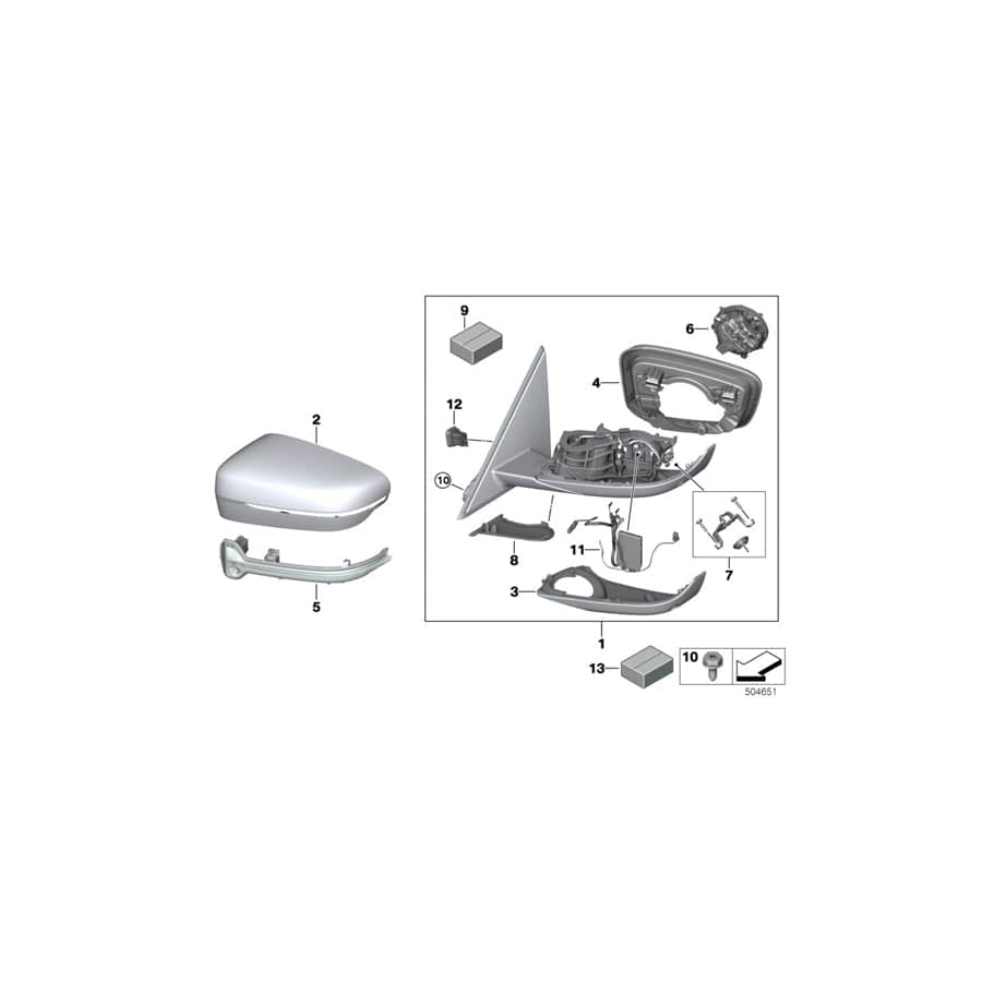 Genuine BMW 51169854797 G20 G21 Heated Outside Mirror, Left SHADOW-LINE (Inc. 330dX, 320dX & M340iX)
