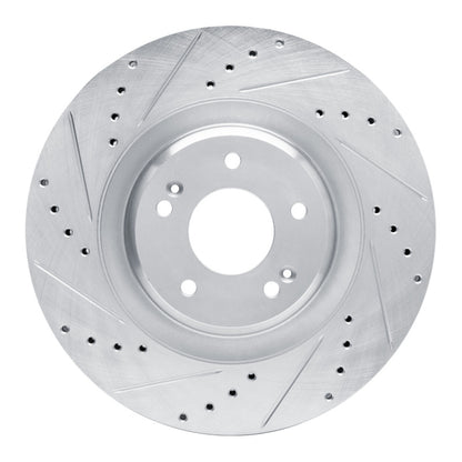 R1 Concepts R1 19-22 Hyundai Veloster N Front Left Drilled & Slotted Silver Brake Rotor