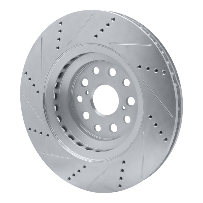 R1 Concepts R1 07-23 Lexus LS600h Left Front Drilled & Slotted Silver Brake Rotor