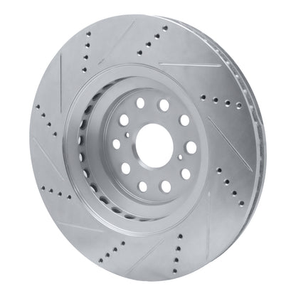 R1 Concepts R1 07-23 Lexus LS600h Left Front Drilled & Slotted Silver Brake Rotor