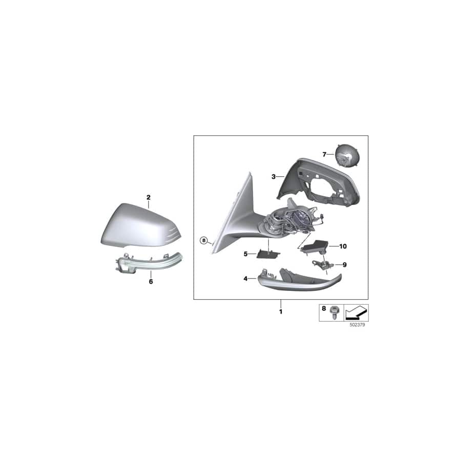 Genuine BMW 51169853545 F44 Outside Mirror Heated With Memory, Left SHADOW-LINE (Inc. 228iX & M235iX)