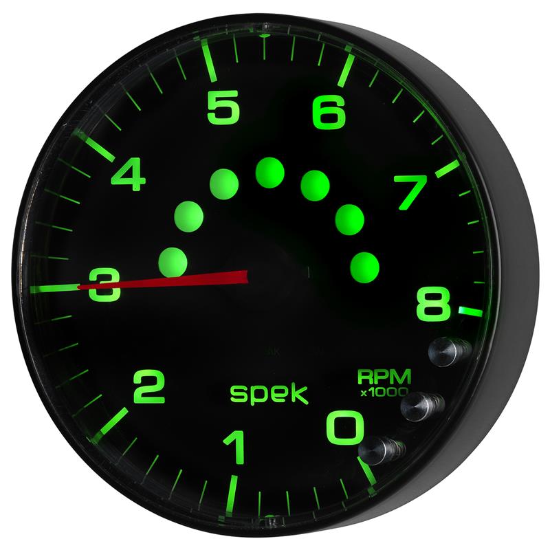 Autometer Spek-Pro Gauge Tachometer 5in 8K Rpm W/Shift Light & Peak Mem Black/Black