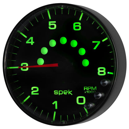 Autometer Spek-Pro Gauge Tachometer 5in 8K Rpm W/Shift Light & Peak Mem Black/Black