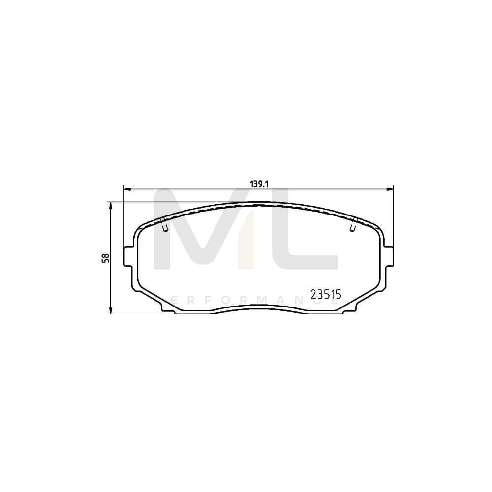 Hella 8DB 355 037-911 Brake Pad Set Not Prepared For Wear Indicator, With Accessories | ML Performance Car Parts