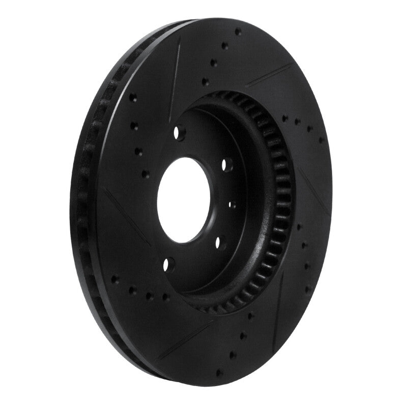 R1 Concepts R1 07-15 Chevrolet Equinox Front Right Drilled & Slotted Black Brake Rotor