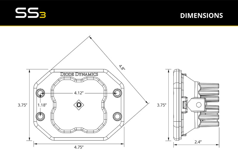 Diode Dynamics SS3 Pro RBL - White Combo Flush (Single)