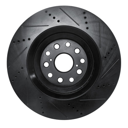 R1 Concepts R1 07-23 Lexus LS500h Left Front Drilled & Slotted Black Brake Rotor