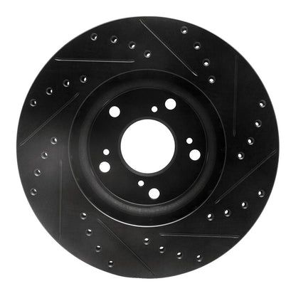 R1 Concepts R1 02-15 Acura CSX Front Left Drilled & Slotted Black Brake Rotor