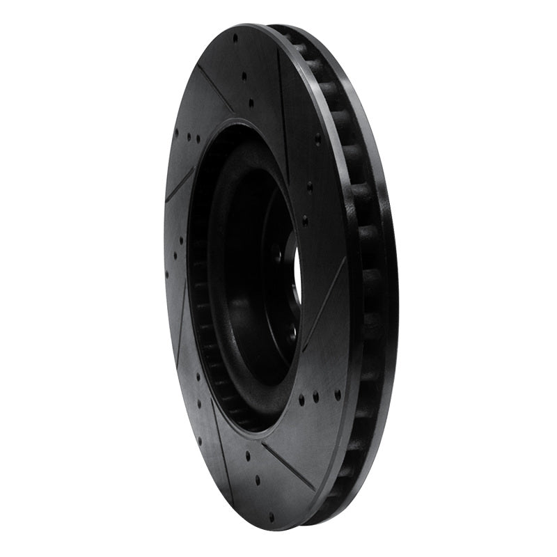 R1 Concepts R1 15-23 Ford Mustang Front Left Drilled & Slotted Black Brake Rotor