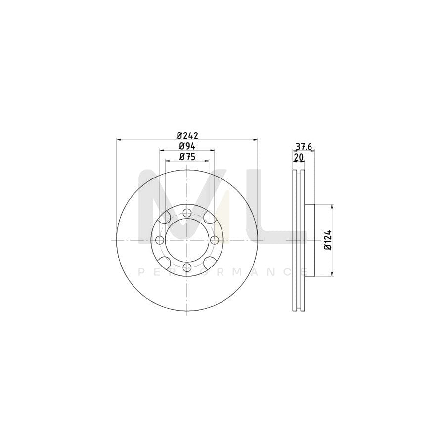 TEXTAR 92061800 Brake Disc for MAZDA 626 Internally Vented, without wheel hub, without wheel studs  - 1 piece