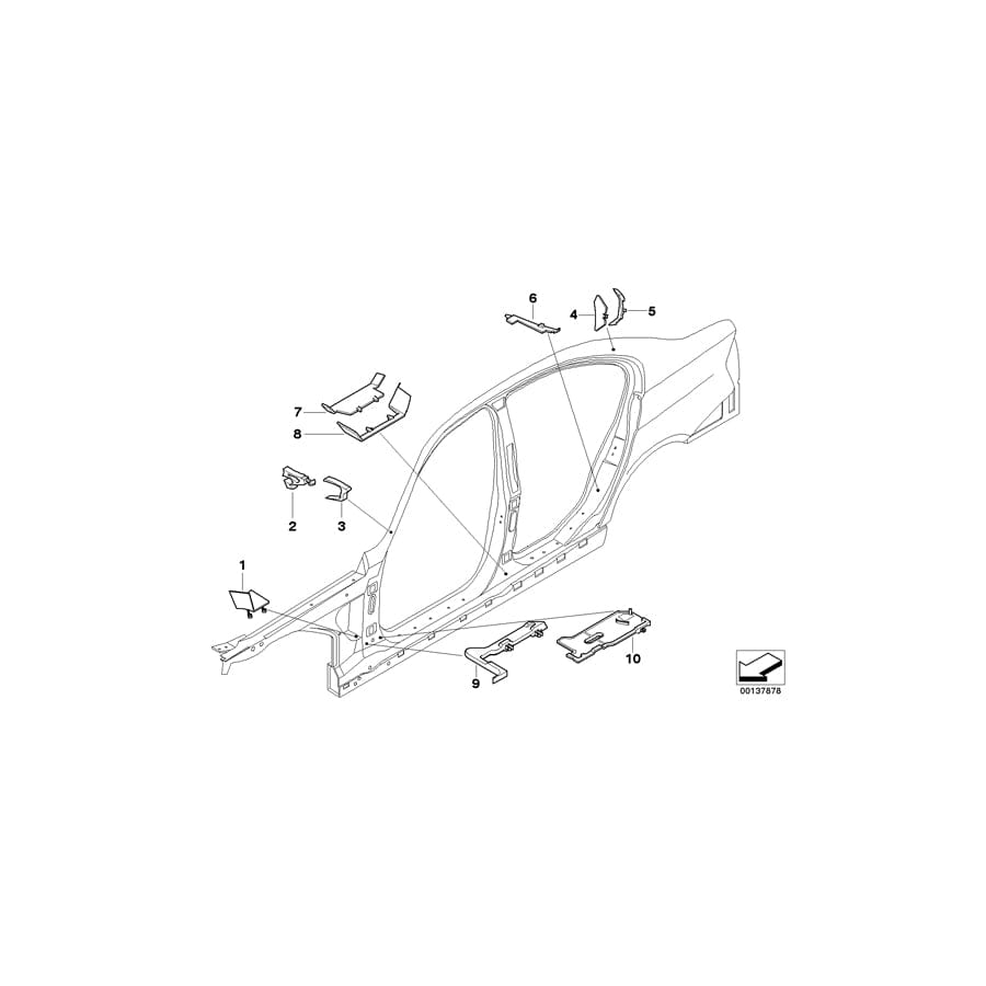 Genuine BMW 41007158660 E90 E91 Molded Part Column A, Bottom Int. Right (Inc. 320xd, 335i & 316d)