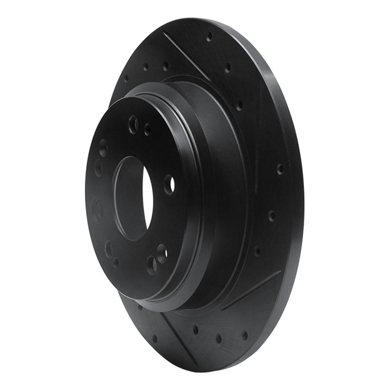 R1 Concepts R1 02-04 Acura RL Rear Right Drilled & Slotted Black Brake Rotor